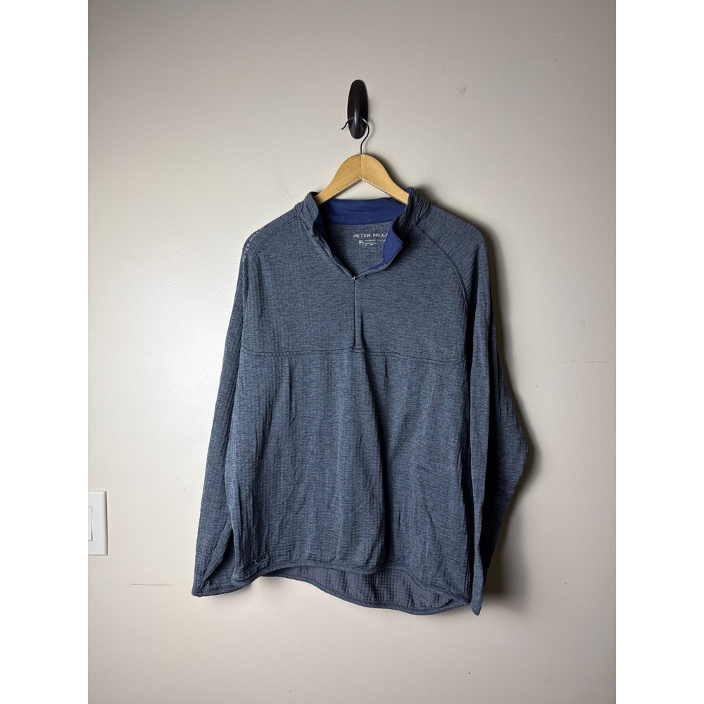 Peter Millar Men's XL Blue Waffle Knit Pullover Outdoor Lightweight